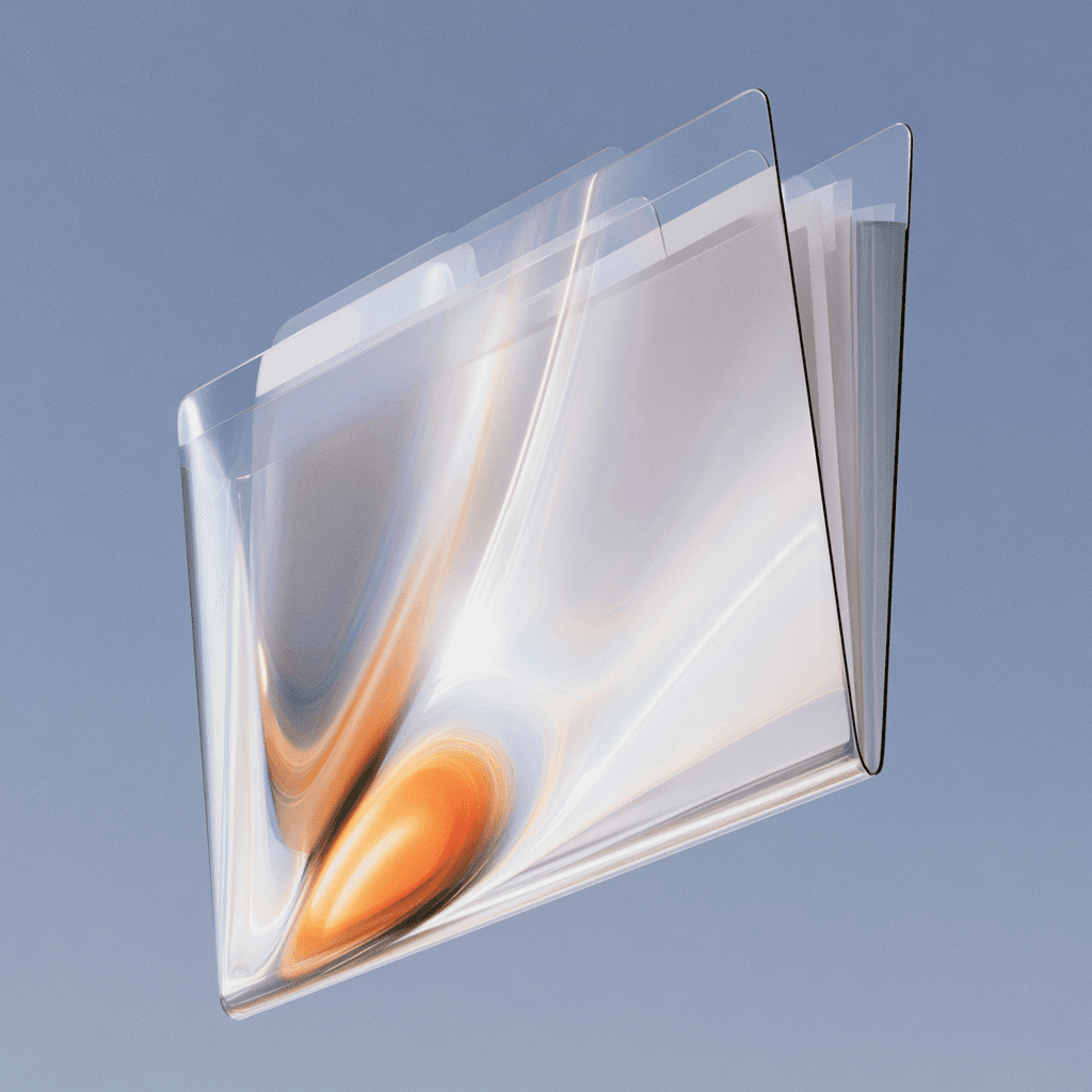 A translucent iridescent folder representing secure medical records