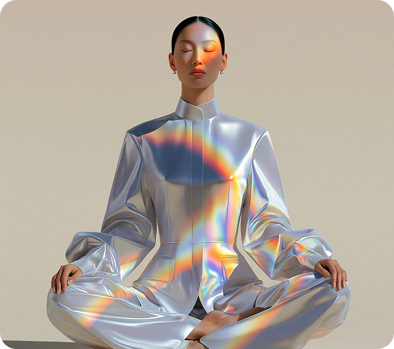 A woman in a calm meditative pose representing sustained mental clarity
