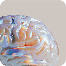 An iridescent brain representing connected cognitive signals