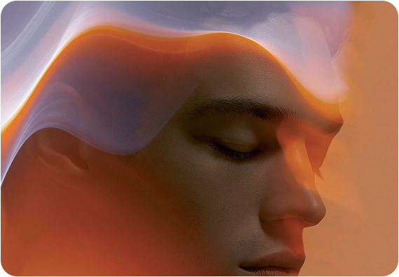 A sleeping woman illuminated by warm recovery signals