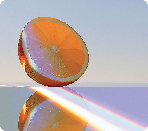 A sculptural orange representing nourishment and metabolic energy